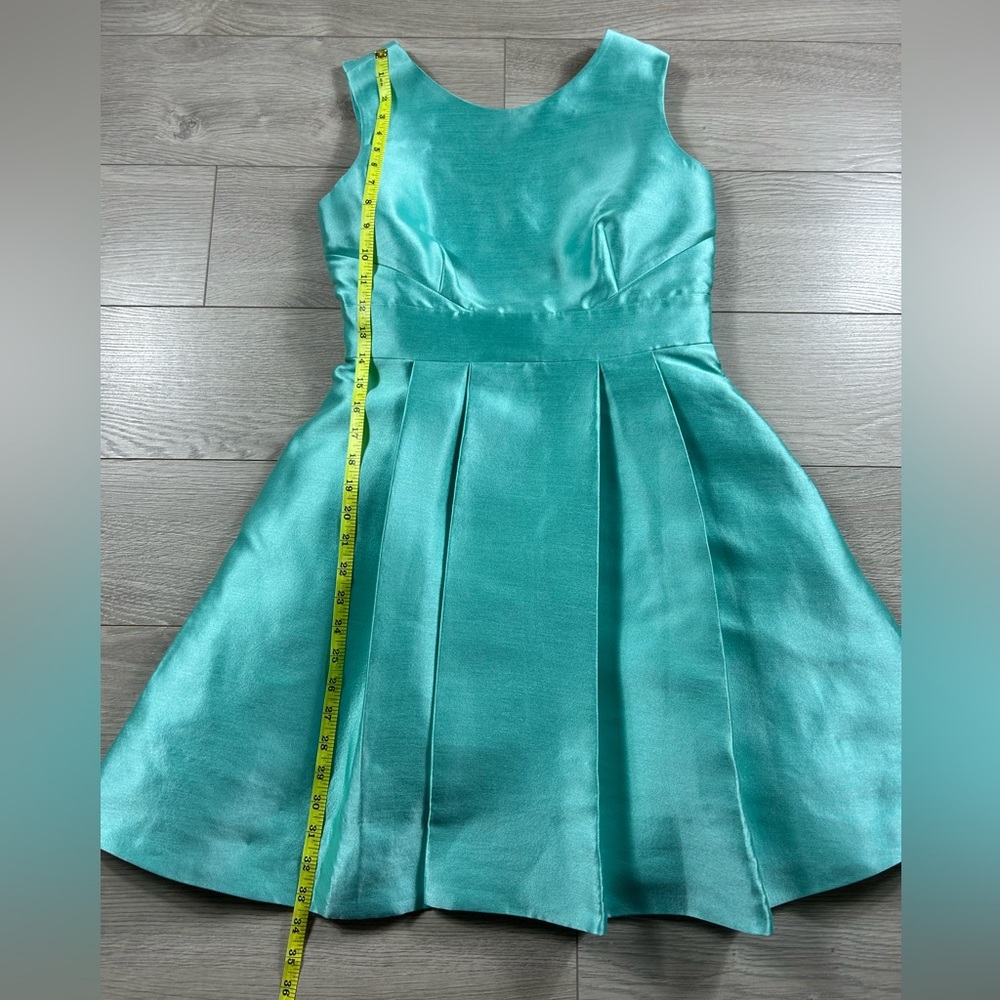 Kate Spade Bow-Embellished Open Back Teal Mini Holiday Party Dress - Picture 11 of 14